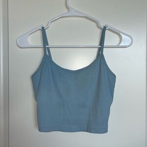 Blue thin strap scoop neck tank top cropped shein